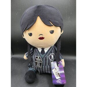 Wednesday Addams Plush Doll Just Play 2024 Weighted 12-Inch Soft Striped Uniform
